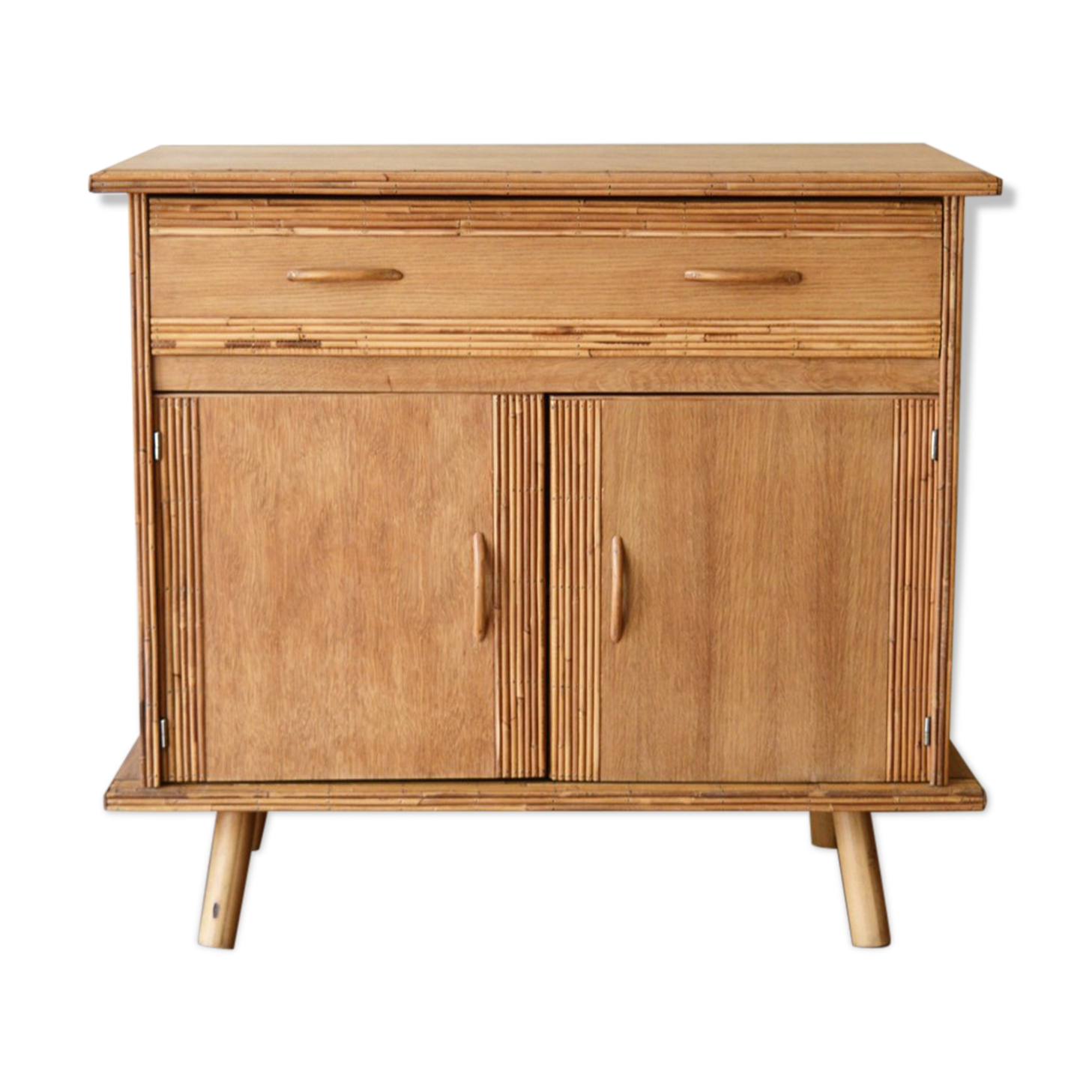 Rattan and wood sideboard from the 50s