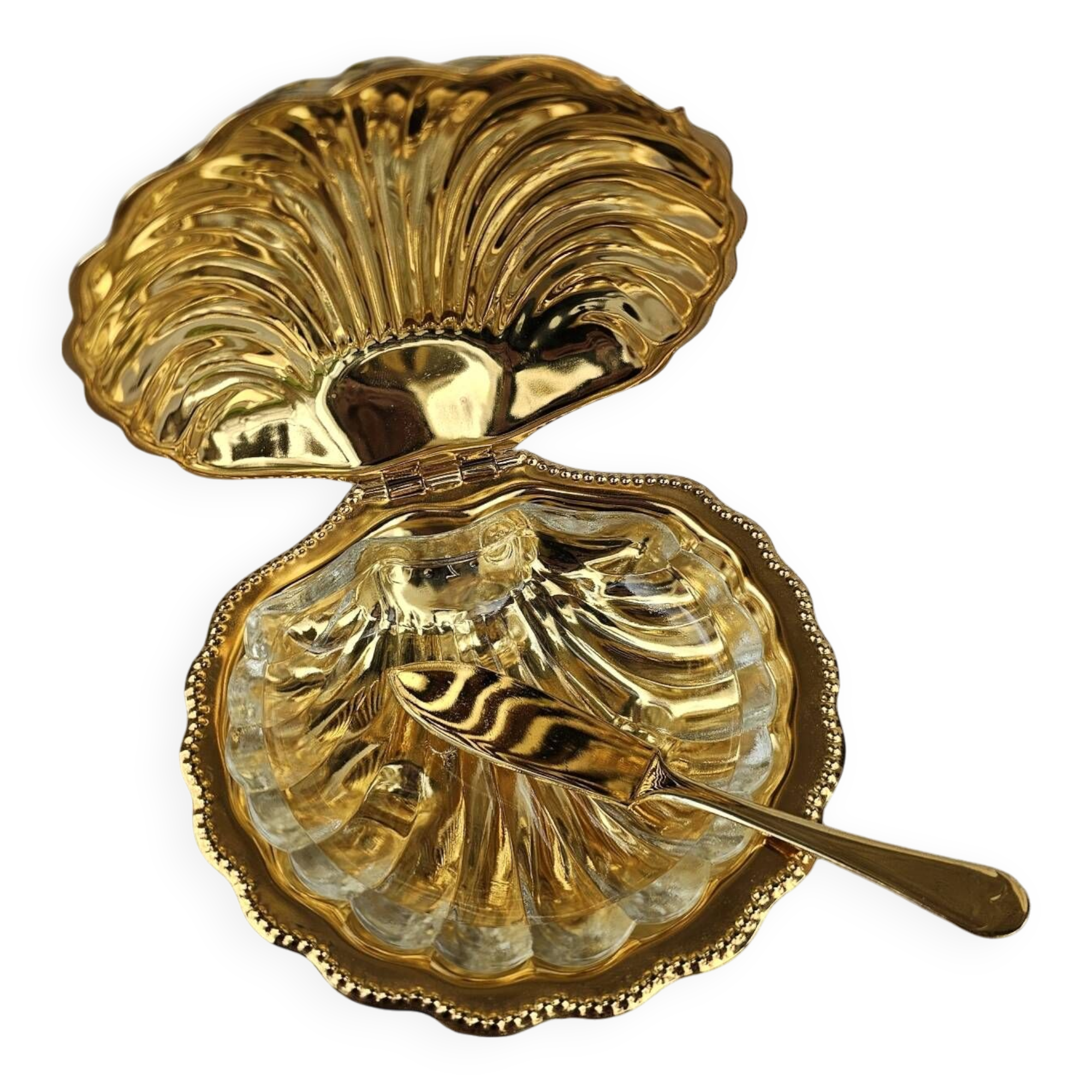 Golden shell butter dish