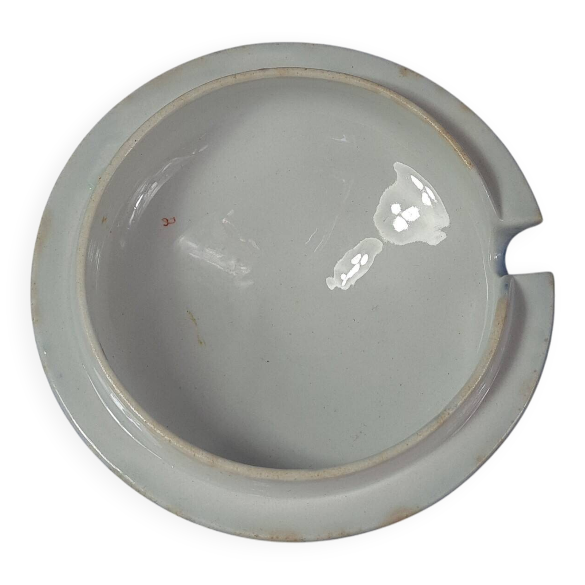 Beautiful covered tripod compote dish in blue and gold earthenware from the late 19th century SC