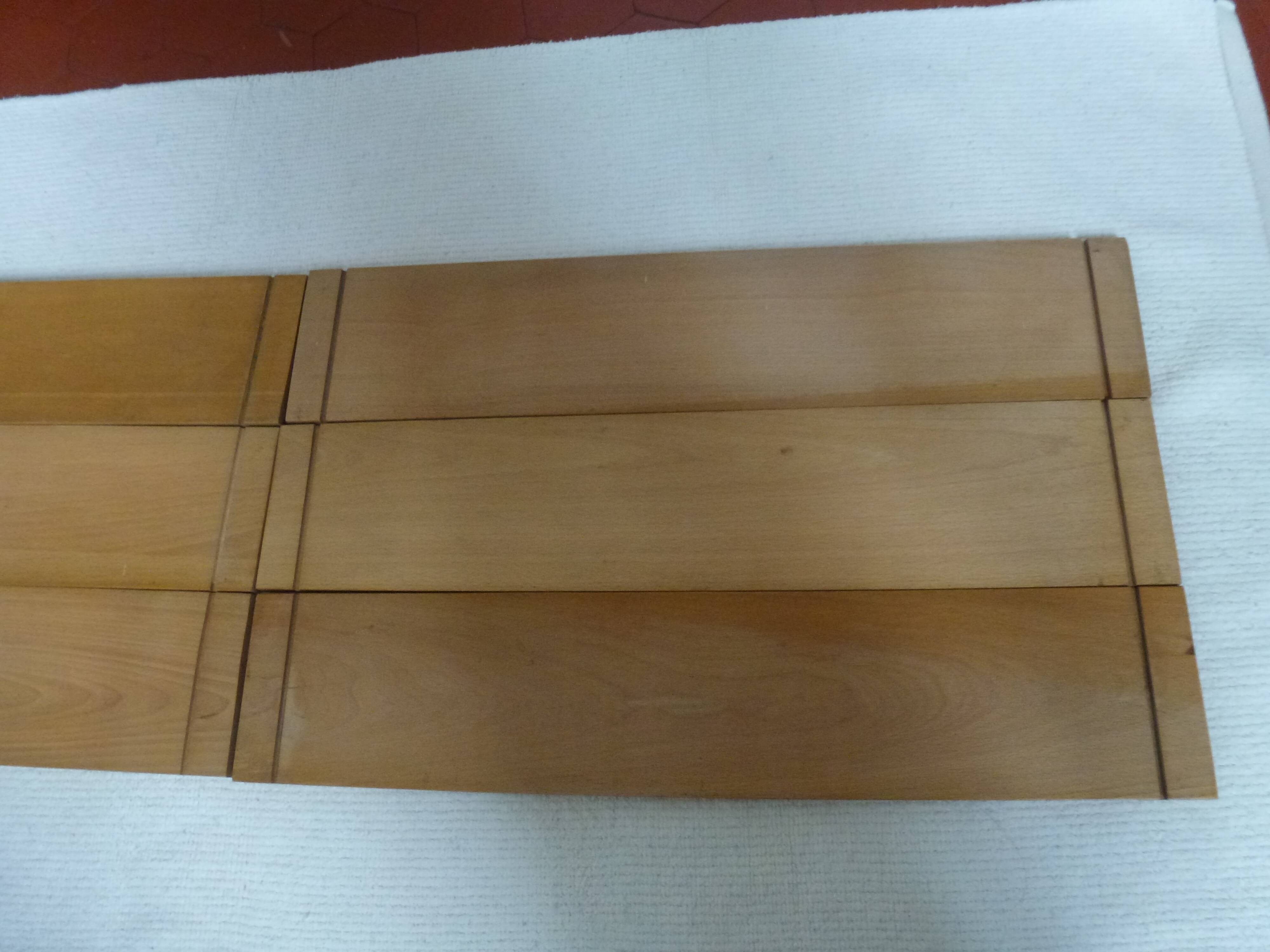 Vintage thong wall shelf, wood and black lace-up metal