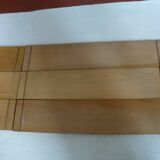 Vintage thong wall shelf, wood and black lace-up metal