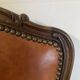 Victorian Wood and Brown Leather Dining Chairs
