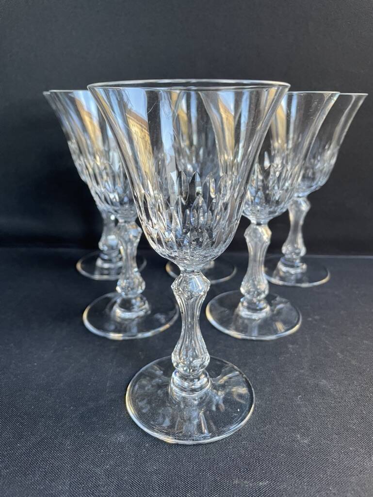 6 Saint Louis wine glasses cut Lozère service stamped