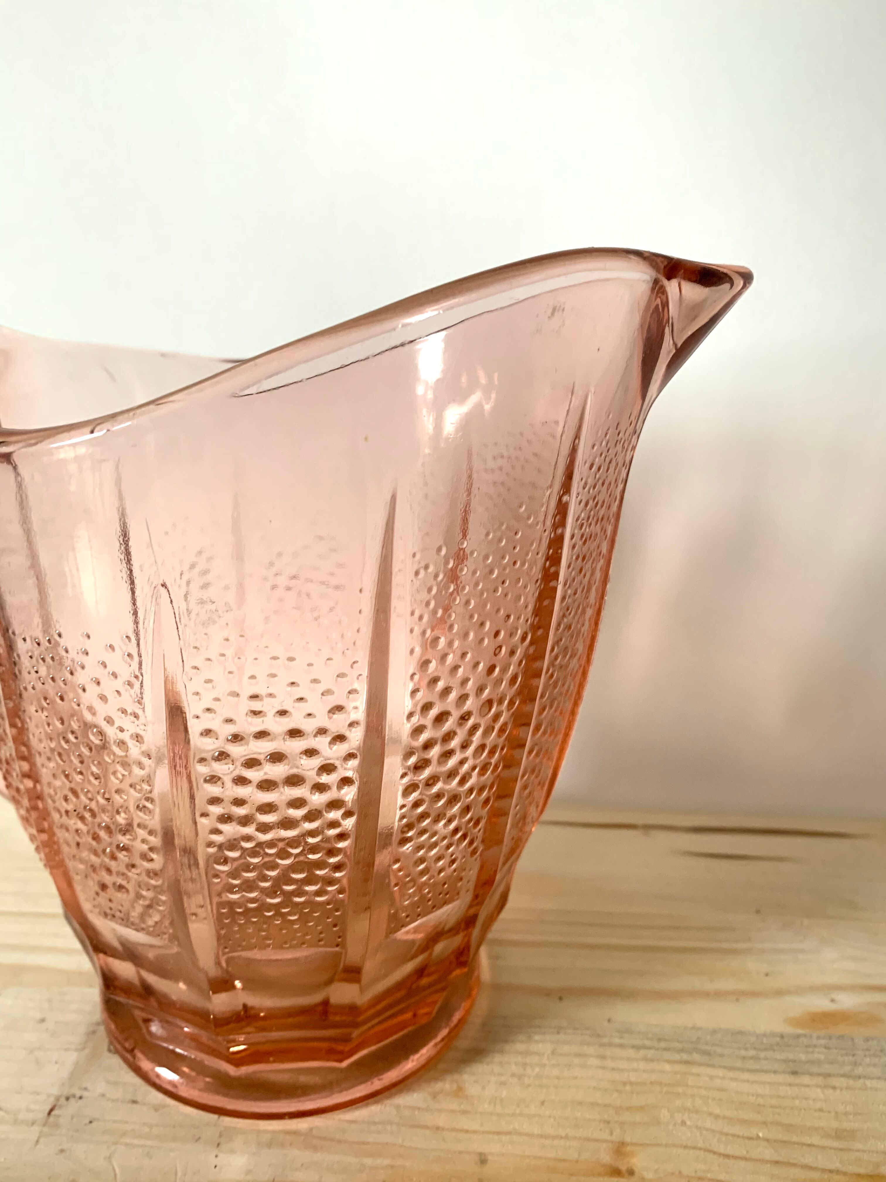 Vintage pink glass pitcher