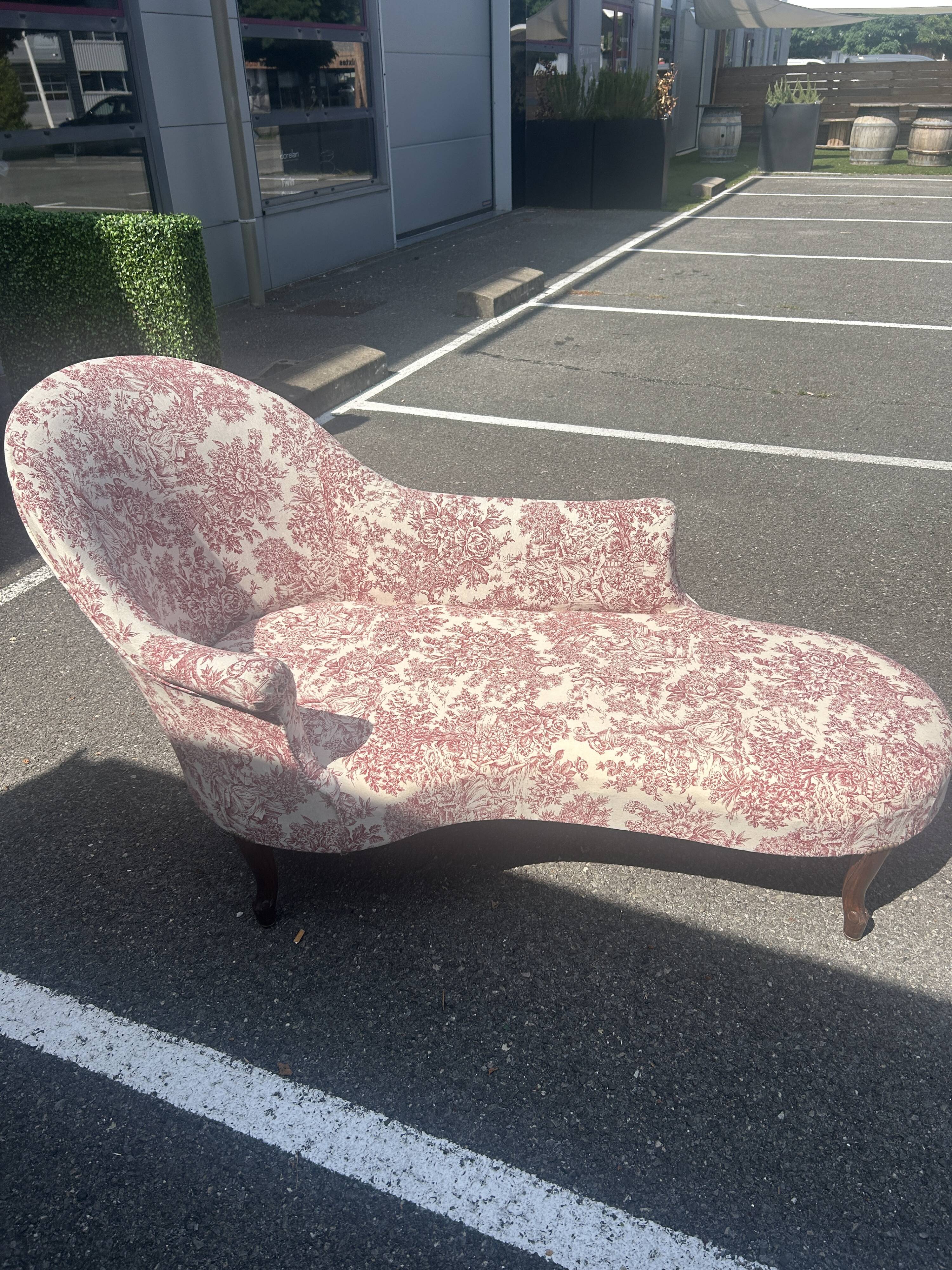 Méridienne ancienne de style Louis XV, restaurée