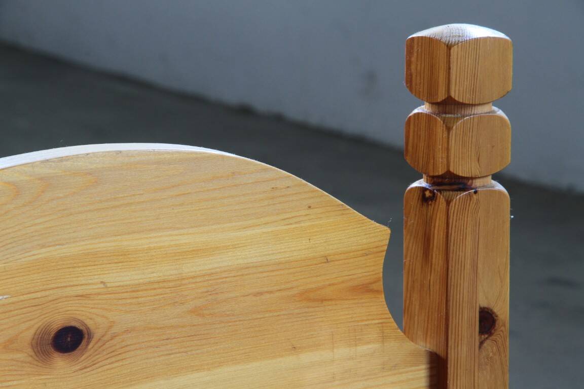 Pair of vintage chunky solid pine bedside tables, Denmark, 1970s