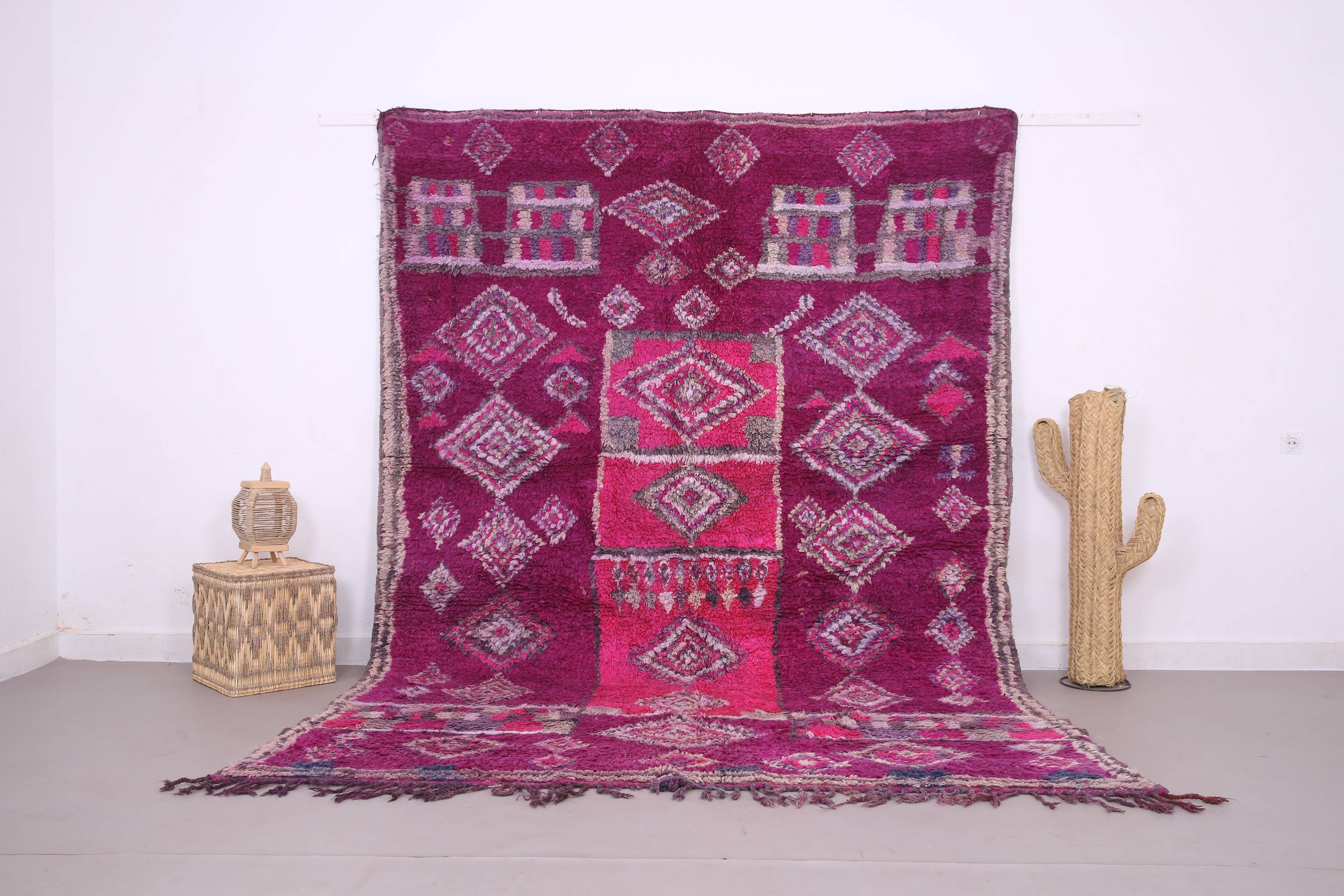 Purple vintage moroccan rug 228 x 317 cm - Handmade Berber Wool Rug