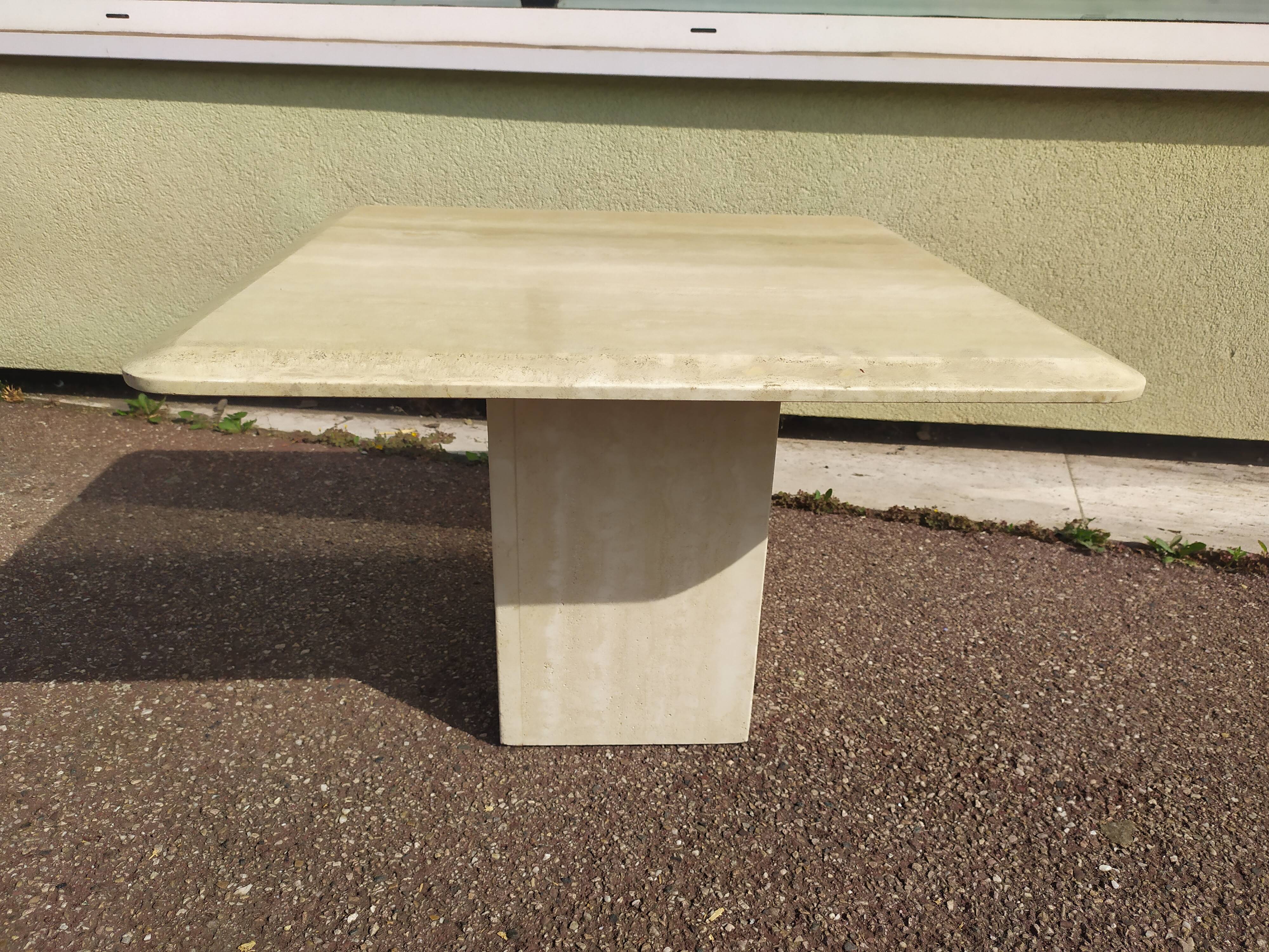 Square travertine coffee table