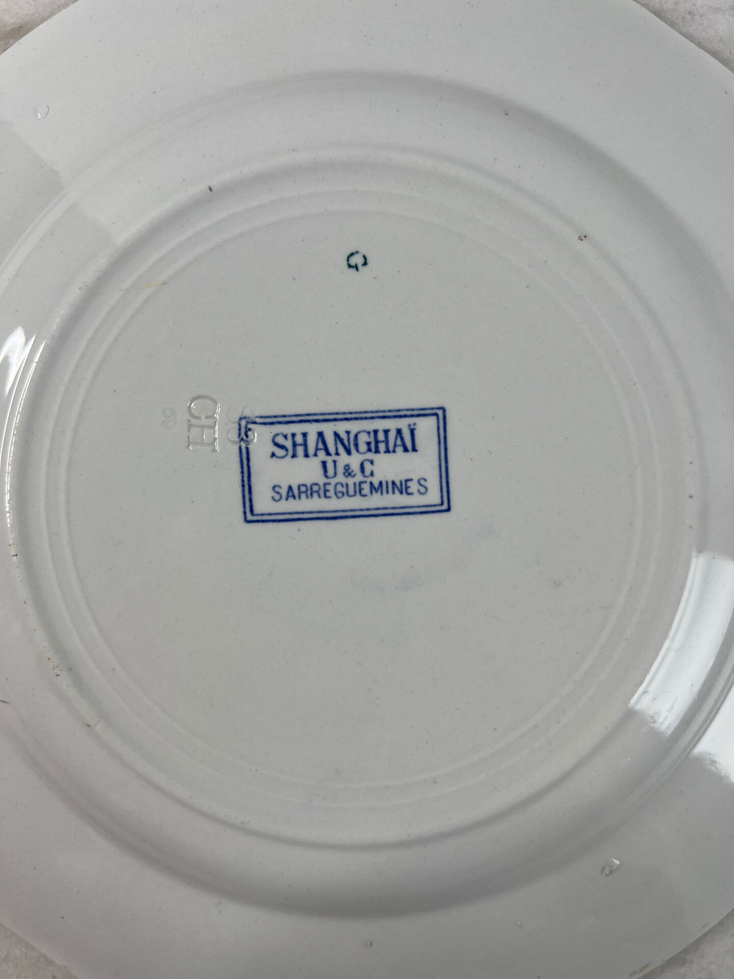 Assiette creuse ancienne Sarreguemines — Collection Shanghai lot de 2