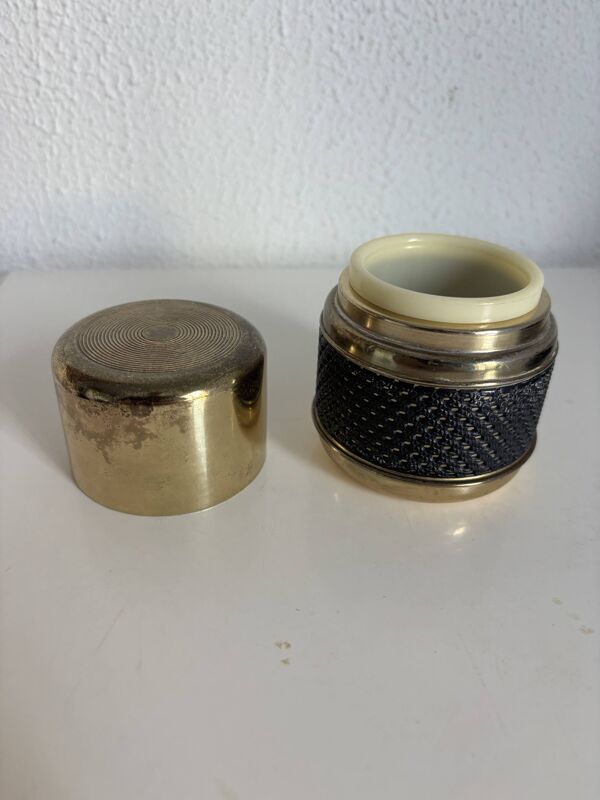 Nécessaire de fumeur 3 pièces, cendrier toupie, boîte et plateau, années 70