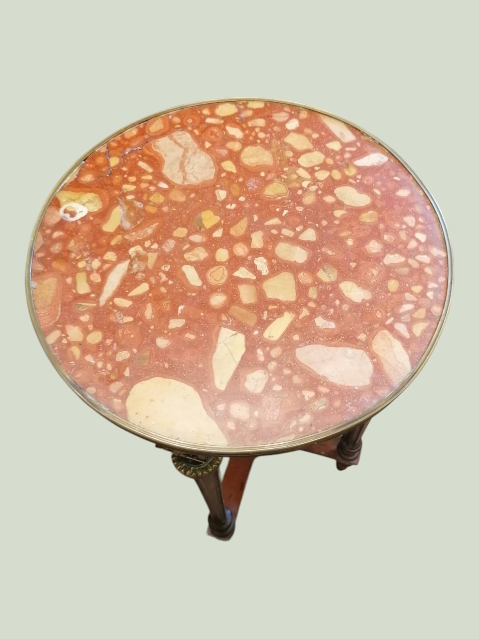 Table d'appoint / sellette / guéridon à l'antique - Bois, bronze et marbre