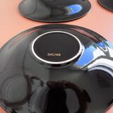 set of 9 black and gold Salins cups and saucers