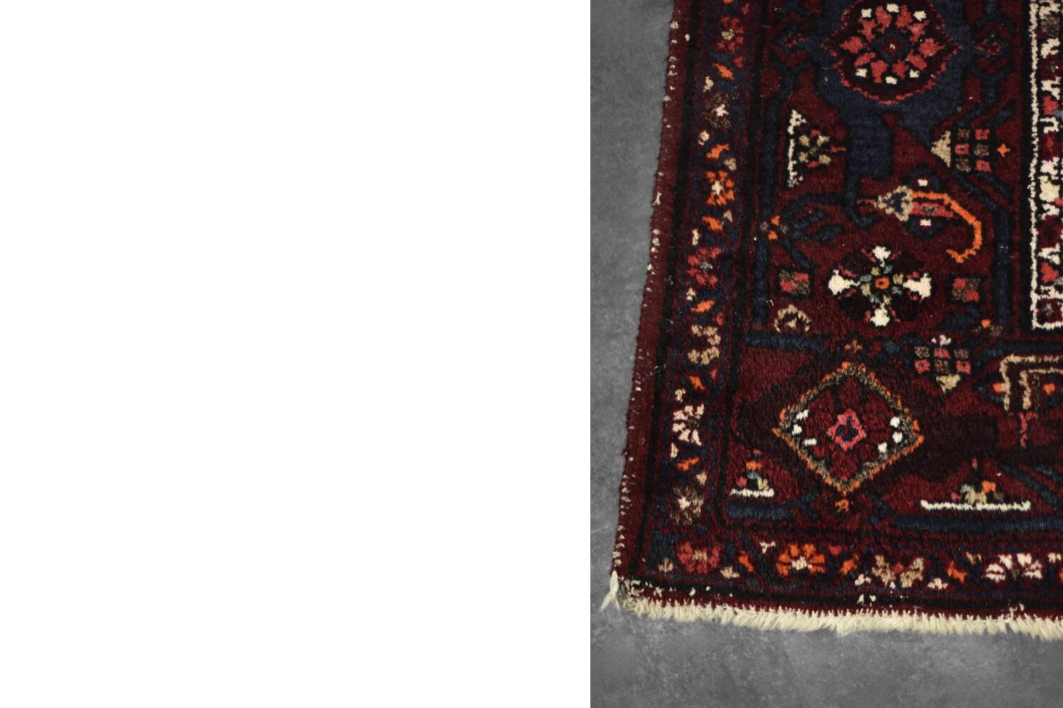 Vintage handwoven Hamadan oriental rug, Middle East, 1960s.