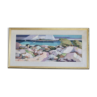 Swedish Mid-Century Oil on Canvas" Island Landscape" by GÖTE REX (1902-1960)
