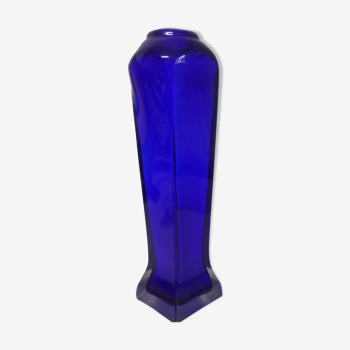 Vase bleu verre hauteur 31cm