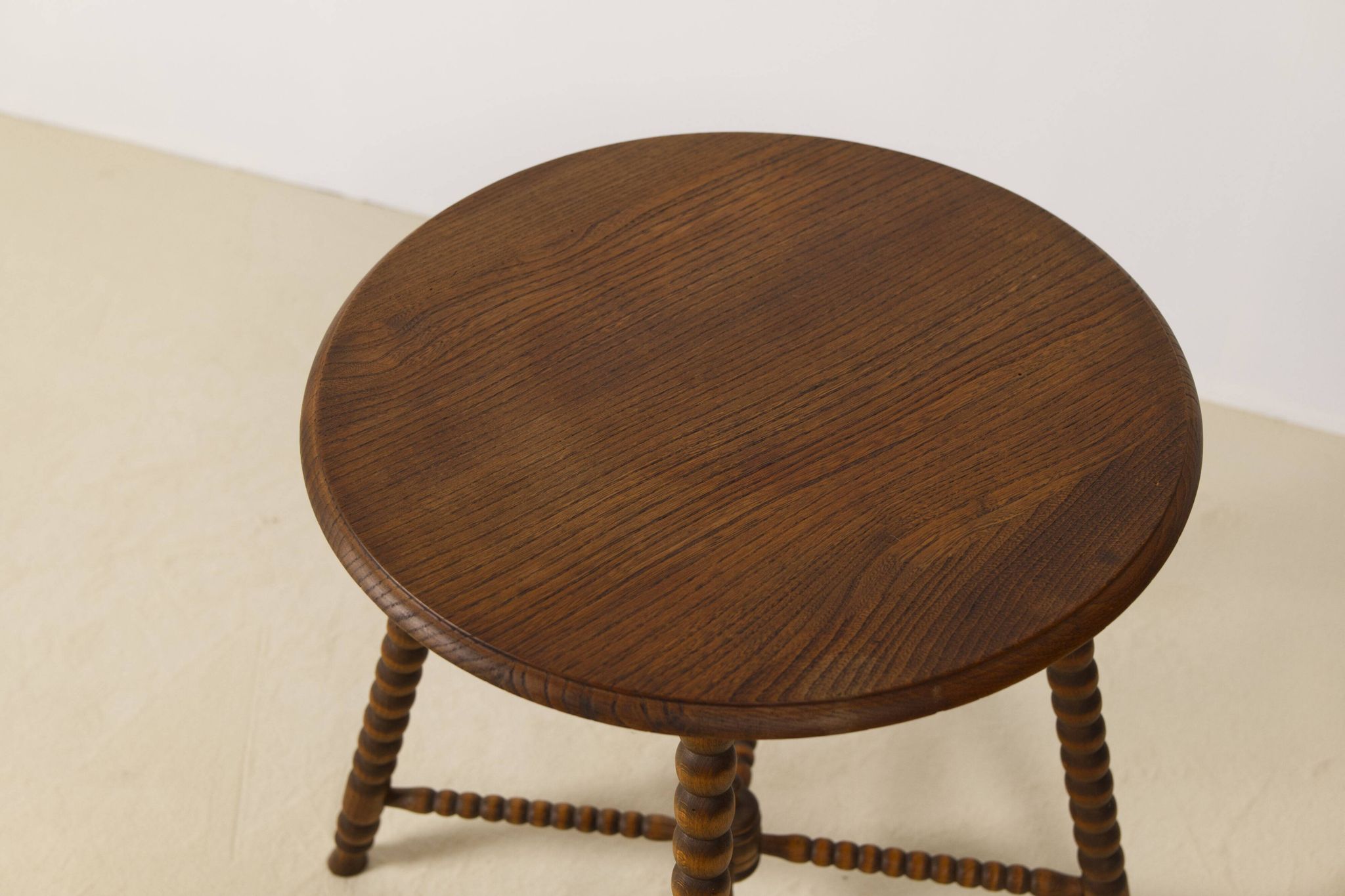 Vintage round Bobbin side table