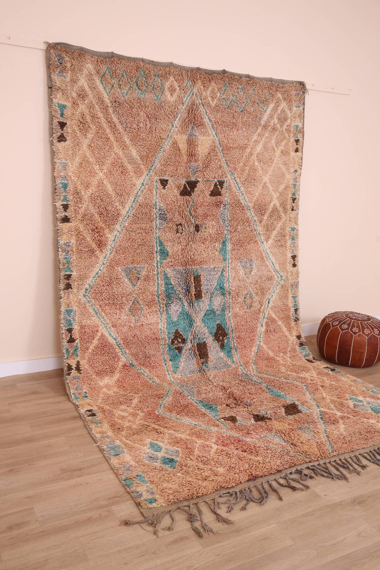 Terracotta Vintage Moroccan Rug 192 x 322 cm, Berber Handmade Wool Rug Boho