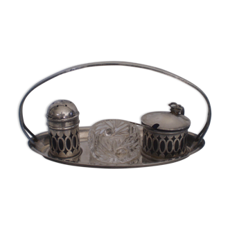 Saleron & mustard set silver plated metal