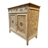 Small low buffet in pitch pine - 1940s - Sandblasted