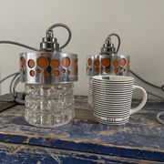 Set of vintage electric chiseled glass lamps