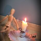 Candle holder enamelled pink cellar rat