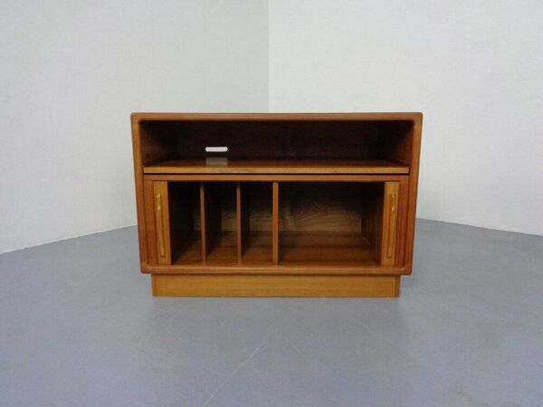 Small Teak Tambour Media Sideboard from Dyrlund, 1970s