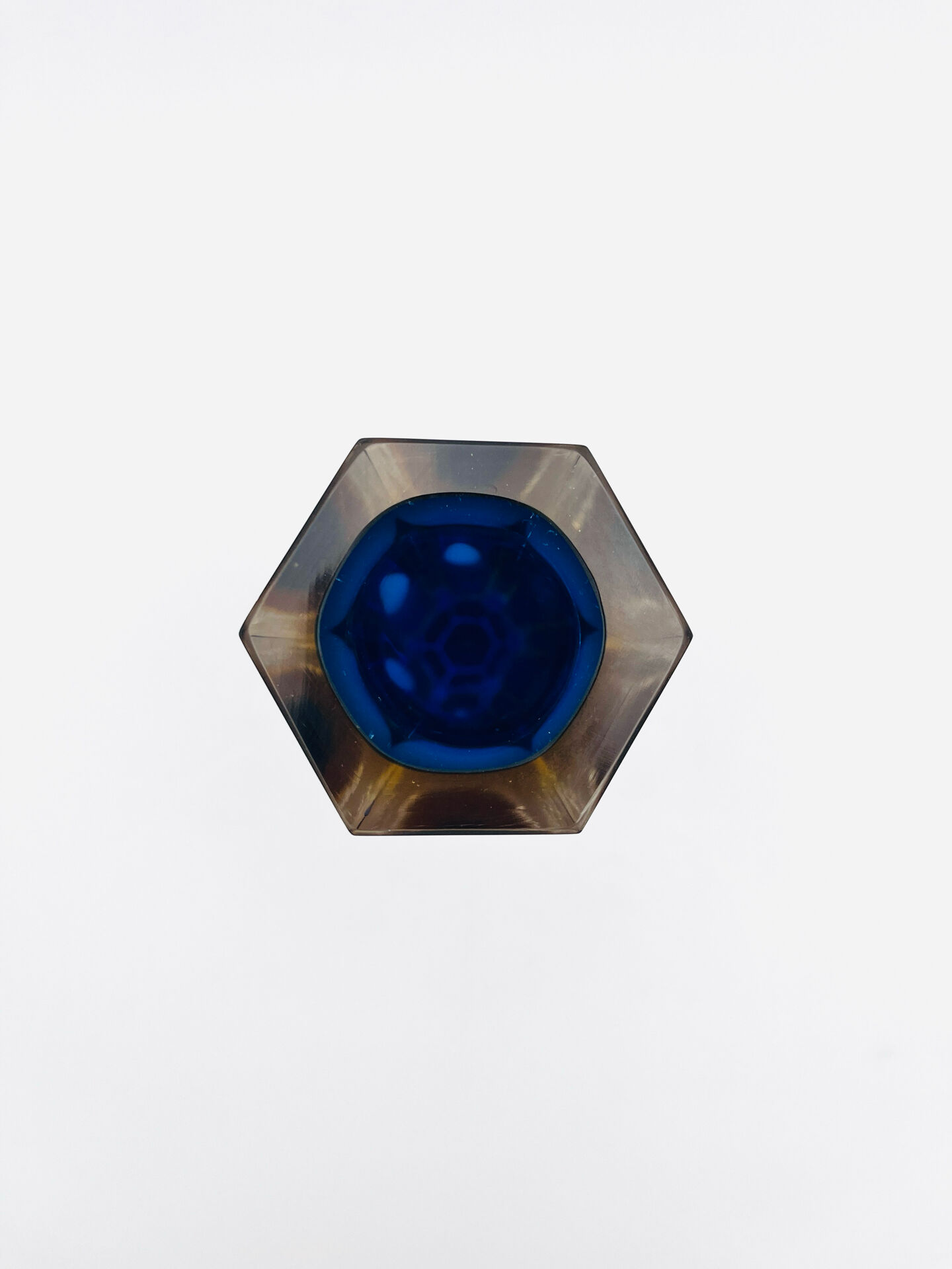 Vase Luigi Mandruzzato Murano Sommerso Hexagonal - Cobalt Blue & Amber