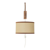 1960s wall lamp in Scandinavian design, teak and beige shade