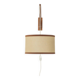 1960s wall lamp in Scandinavian design, teak and beige shade