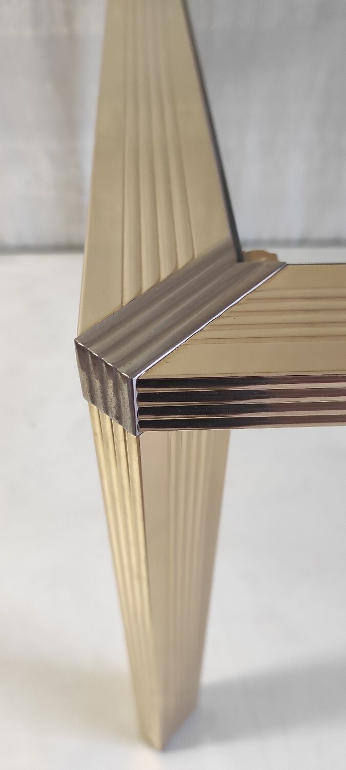 Gold metal and glass coffee table - 70s/80s