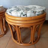2 poufs en rotin vintage des années 70-80