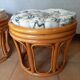 2 poufs en rotin vintage des années 70-80