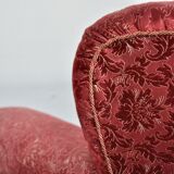 Mid-Century red and gold three-seater sofa by Paolo Buffa, Italy, 50s