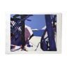 Original color litho 'Paysage bleu' by french artist Gabriel Godard