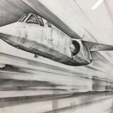 Pair 1950/60's Aeronautical Sketches, Signed