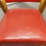 Bow wood armchair by Hugues Steiner 1960 red