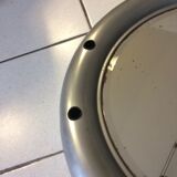 Vintage bright round bathroom mirror in metal