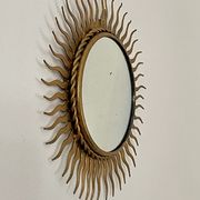 Sun mirror in gold metal 1950  21cm