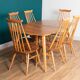 Retro Blonde Elm Model 444 Grand Plank Dining Table & 8 Goldsmith Dining Chairs