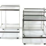 3 Seventies aluminium glass nesting tables