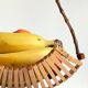 Chic folding table basket wood and bamboo vintage