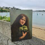 Portrait à l'huile jeune femme à l'artichaut