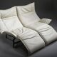 Canapé inclinable vintage Cassina Veranda en cuir crème, années 1980