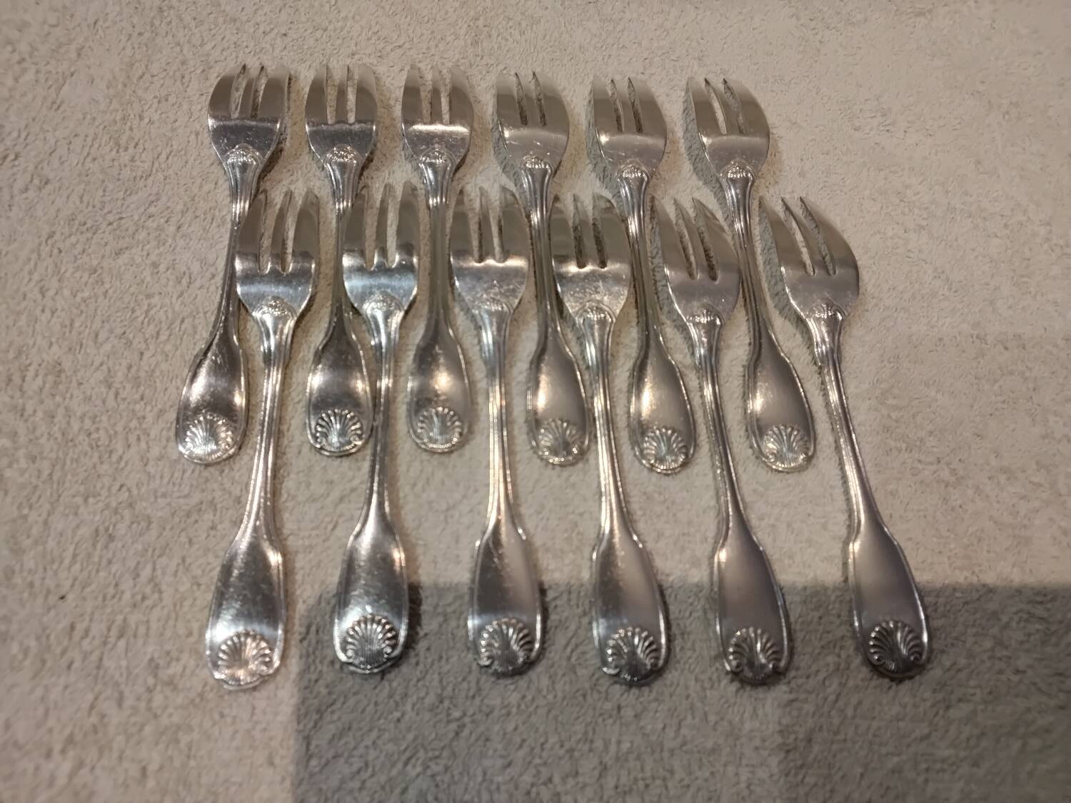 12 silver-plated cake forks, Christofle Vendome goldsmith