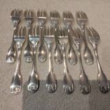 12 silver-plated cake forks, Christofle Vendome goldsmith