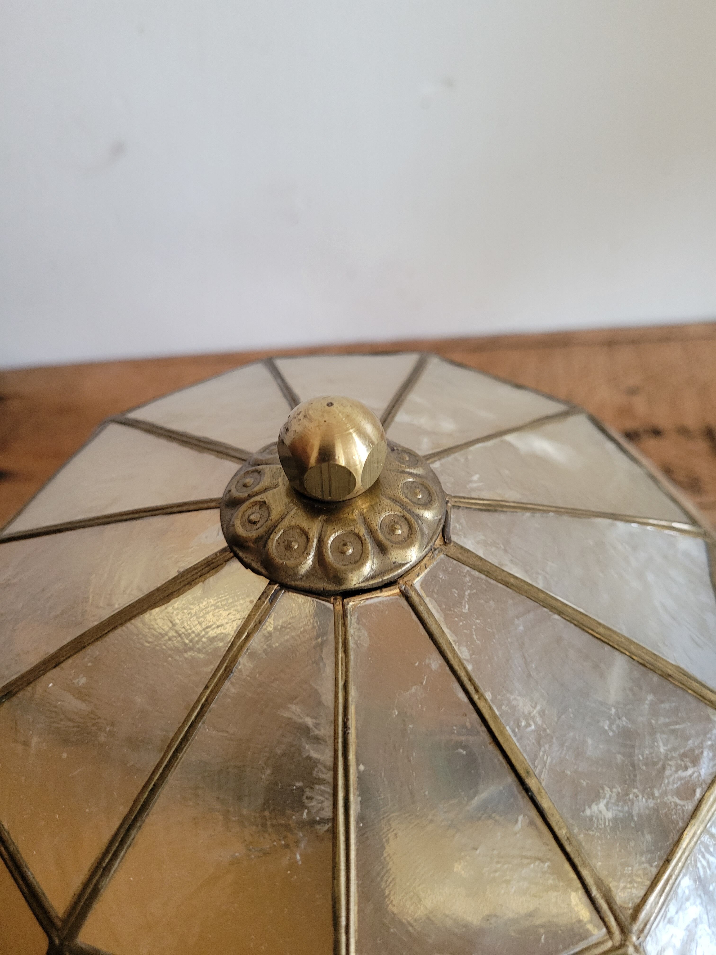 Mother-of-pearl and brass ceiling light