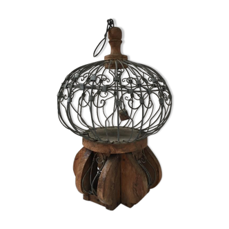 Iron and wood bird cage