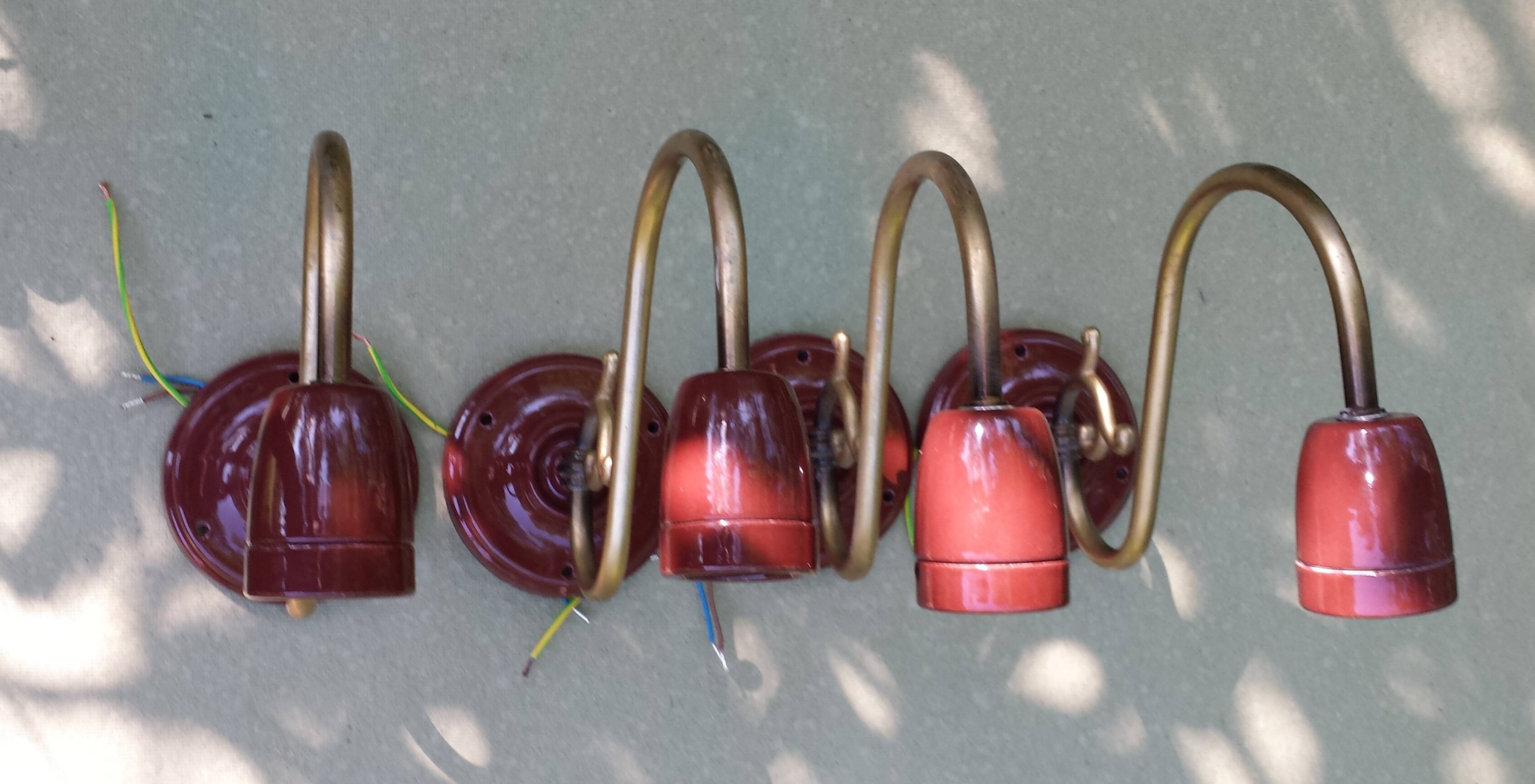 4 Wall Sconces Bronze Porcelain