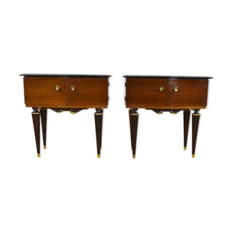 Pair of Art-Deco rosewood bedside tables 1940
