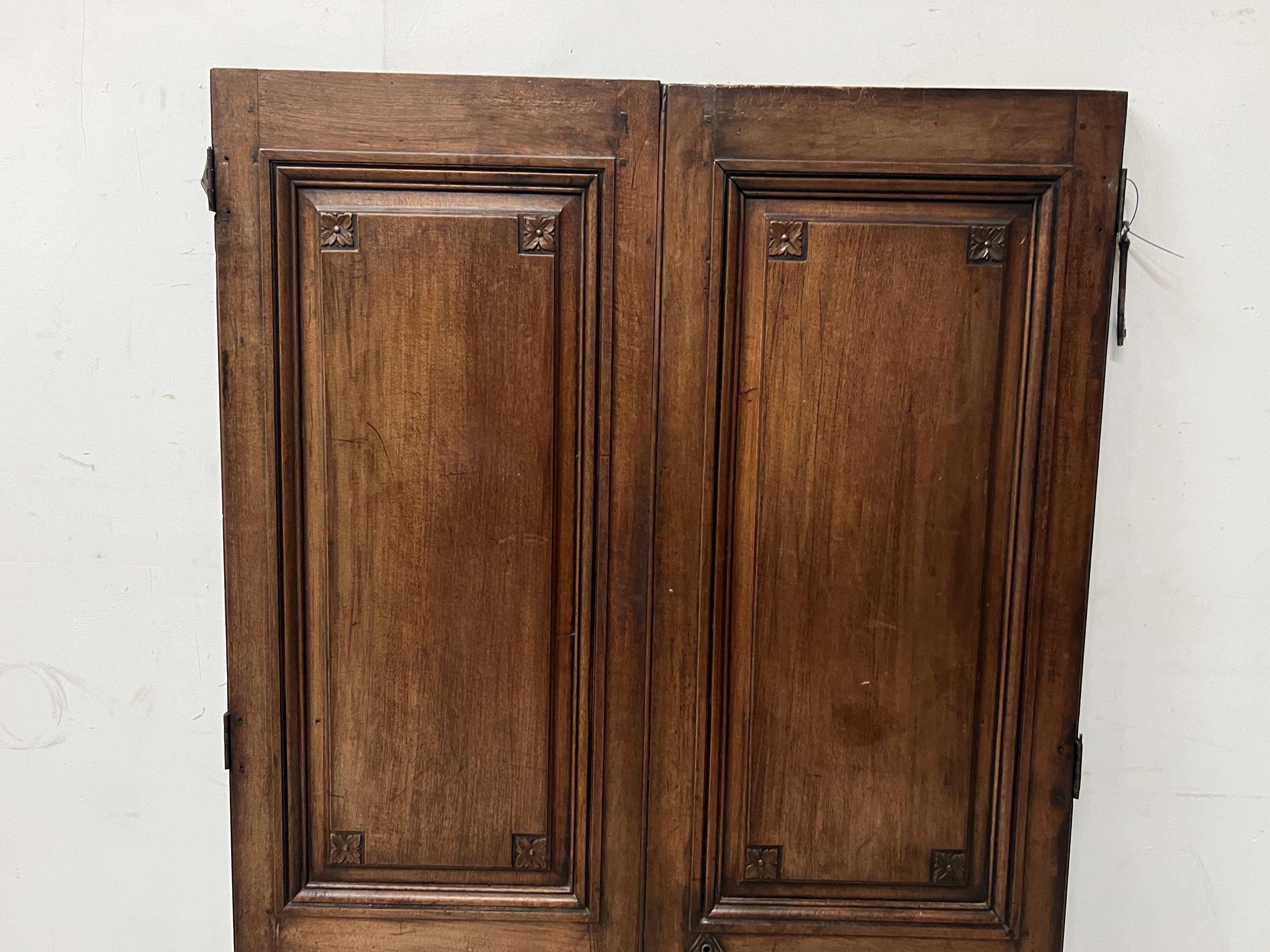 Pair of 18th-century solid walnut double-panel doors